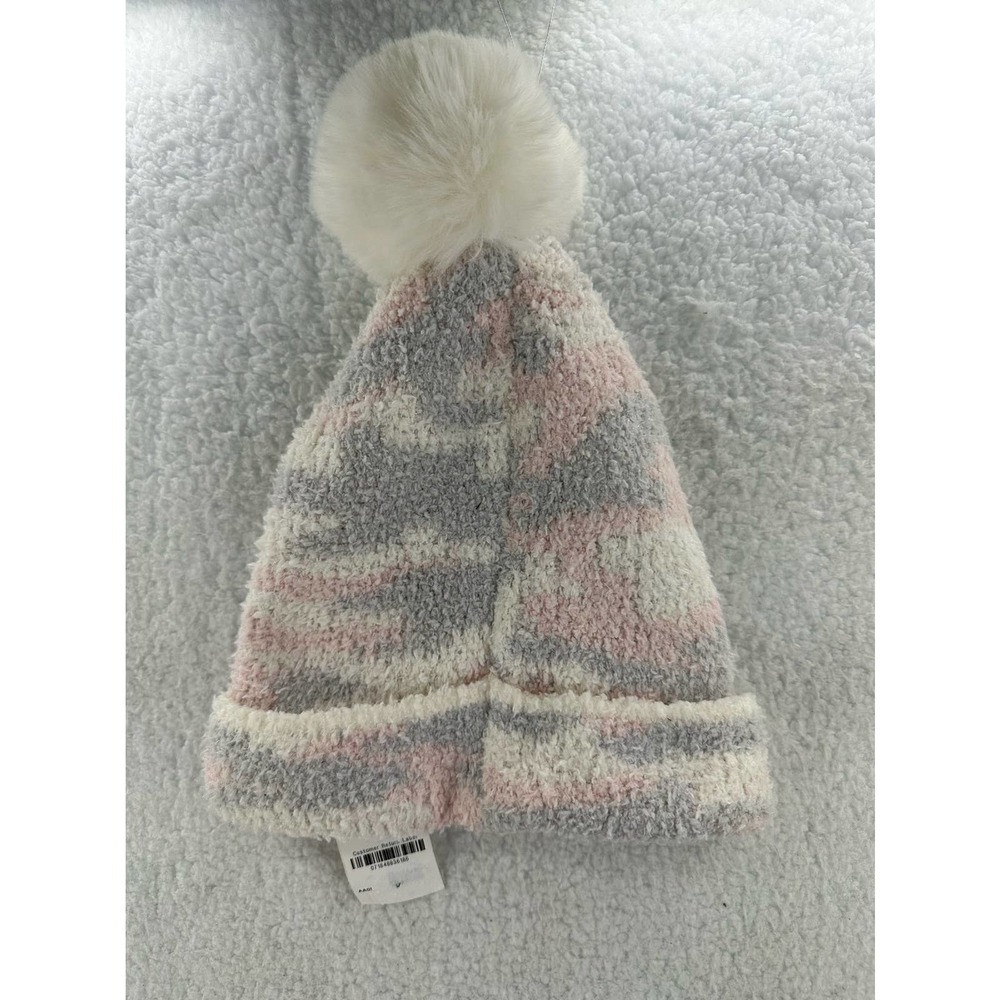 Jenni, Fuzzy Pom Pom Beanie, Blush and Gray OSFA - Picture 2 of 7